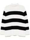 Vince Oversized Striped Roll Neck Pullover In Black