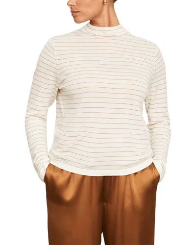Vince Striped Saddle Sleeve Wool & Cashmere-blend Pullover In White