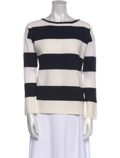Pre-owned Vince Striped Scoop Neck Sweater