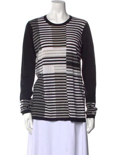 Pre-owned Vince Striped Scoop Neck Sweater In Black