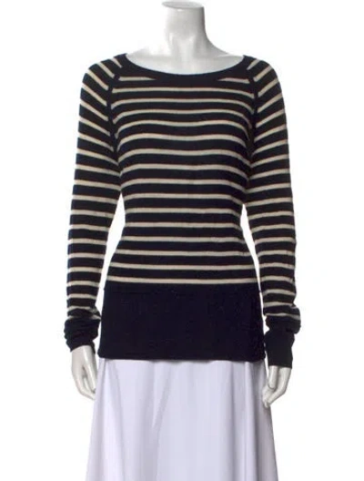 Pre-owned Vince Striped Scoop Neck Sweater In Black