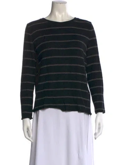 Pre-owned Vince Striped Scoop Neck Sweater In Black
