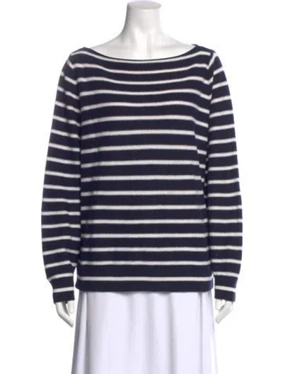 Pre-owned Vince Striped Scoop Neck Sweater In Blue