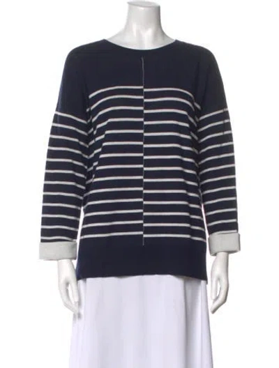 Pre-owned Vince Striped Scoop Neck Sweater In Blue