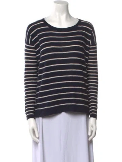 Pre-owned Vince Striped Scoop Neck Sweater In Blue