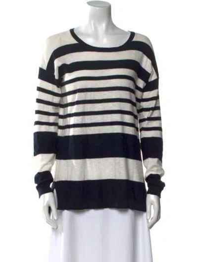 Pre-owned Vince Striped Scoop Neck Sweater In Blue