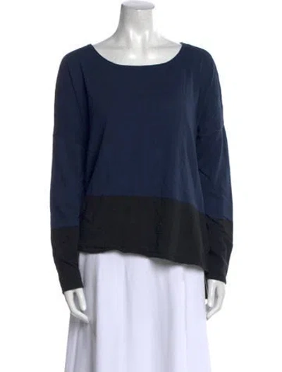 Pre-owned Vince Striped Scoop Neck Sweater In Blue