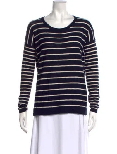 Pre-owned Vince Striped Scoop Neck Sweater In Blue