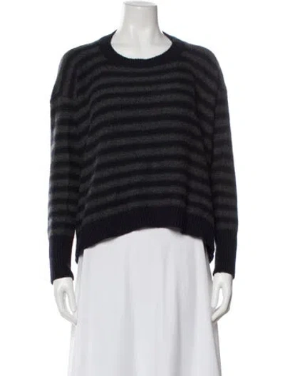 Pre-owned Vince Striped Scoop Neck Sweater In Blue
