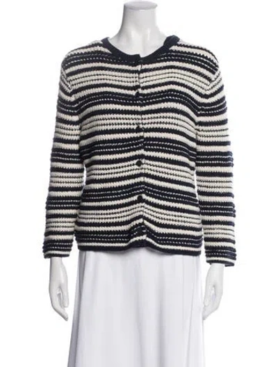 Pre-owned Vince Striped Scoop Neck Sweater In Blue