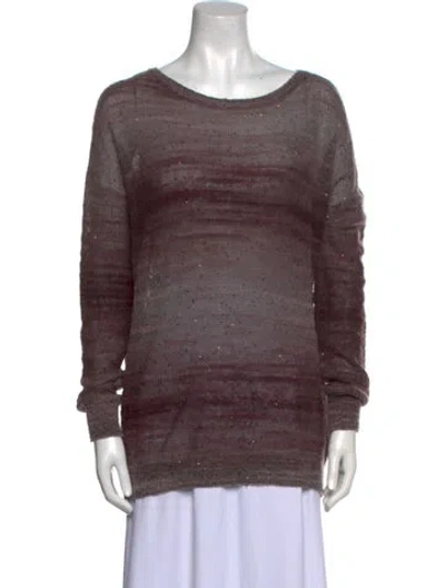 Pre-owned Vince Striped Scoop Neck Sweater In Burgundy