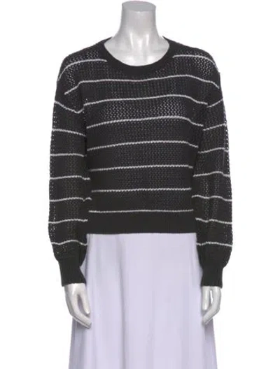 Pre-owned Vince Striped Scoop Neck Sweater In Gray