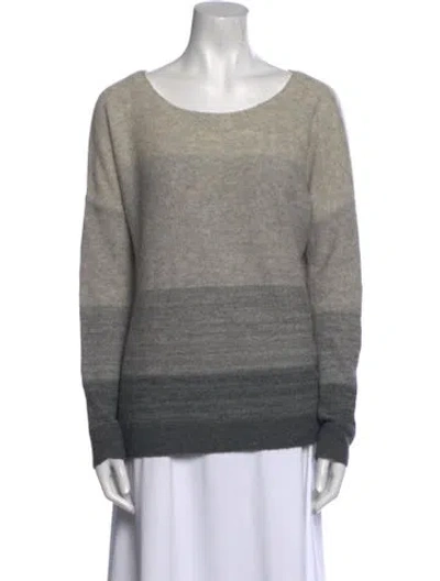 Pre-owned Vince Striped Scoop Neck Sweater In Gray