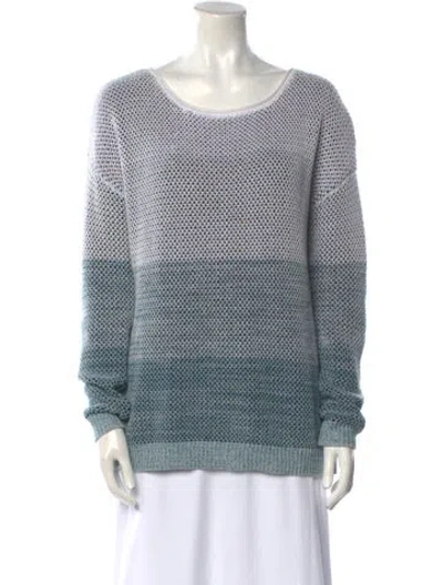 Pre-owned Vince Striped Scoop Neck Sweater In Green