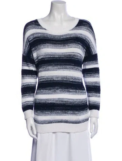 Pre-owned Vince Striped Scoop Neck Sweater In White