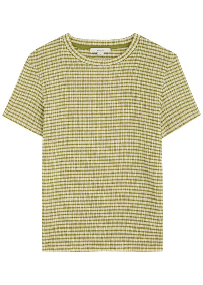 Vince Striped Seersucker T-shirt In Light Green