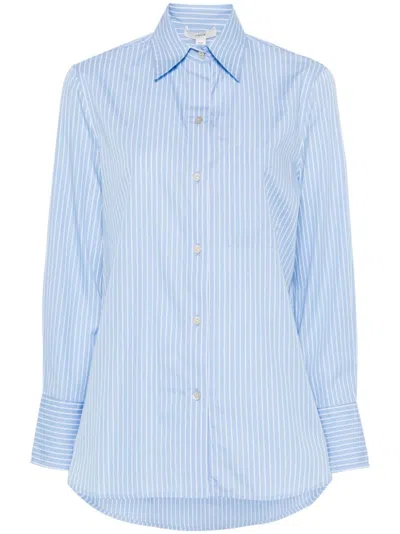 Vince Stripe Relaxed Cotton Button-up Shirt In Blue