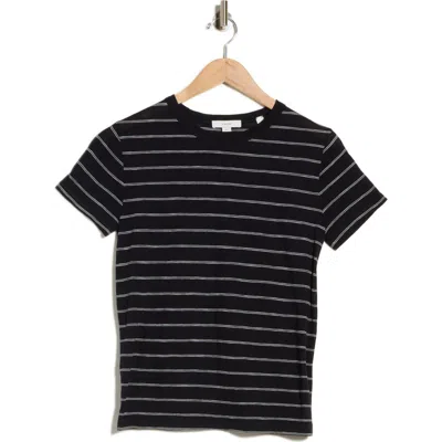 Vince Striped Short Sleeve Crewneck T-shirt In Black