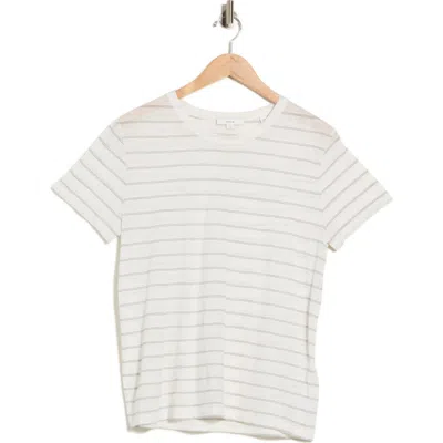 Vince Striped Short Sleeve Crewneck T-shirt In White