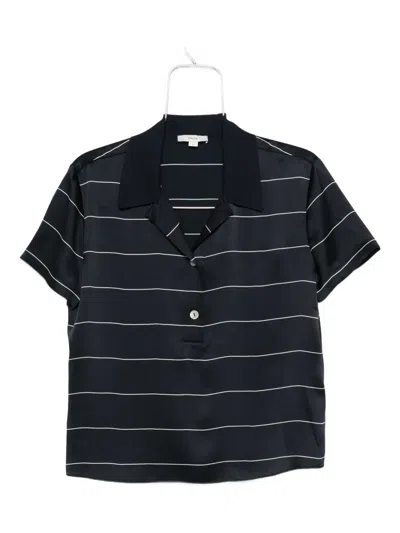 Vince Striped Short-sleeved Top In Black