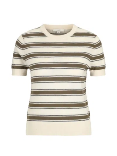 Vince Striped Short-sleeve Sweater In Multi