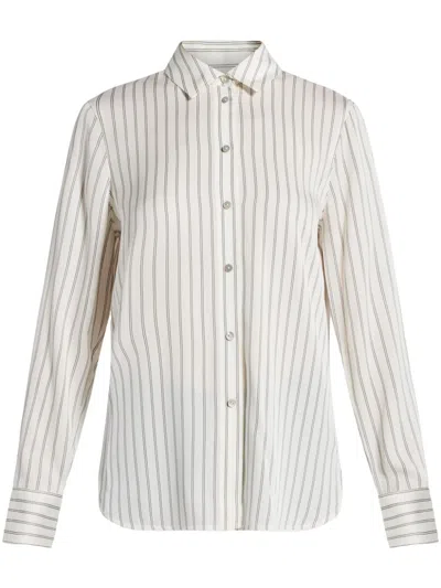 Vince Striped Slim-fit Shirt In White