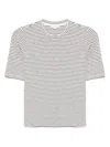 Vince Striped Elbow Slv Crew In Black