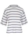 Vince Striped Wide Sleeve Tee In Blau