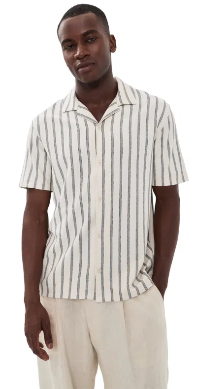 Vince Striped Terry Cabana Shirt Smock White Combo