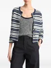 Vince Striped Textured Cardigan In Multi