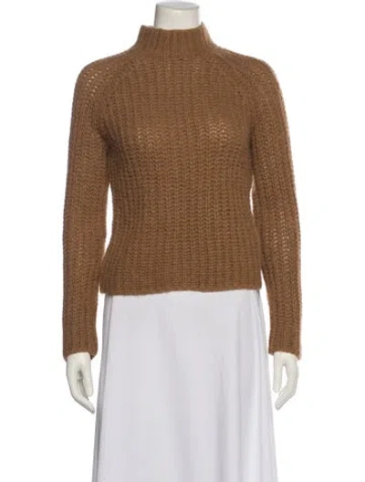 Pre-owned Vince Striped Turtleneck Sweater In Brown