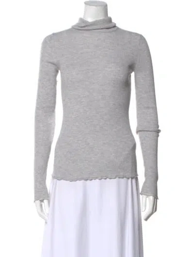 Pre-owned Vince Striped Turtleneck Sweater In Gray