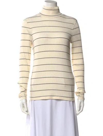 Pre-owned Vince Striped Turtleneck Sweater In Neutral