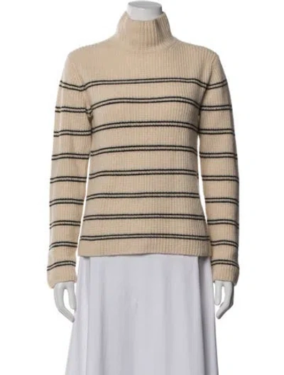Pre-owned Vince Striped Turtleneck Sweater In Neutral