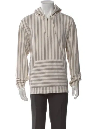 Pre-owned Vince Striped V-neck Hoodie In Neutral