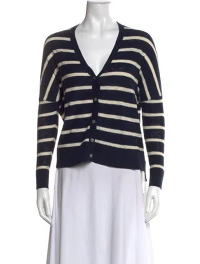 Pre-owned Vince Striped V-neck Sweater