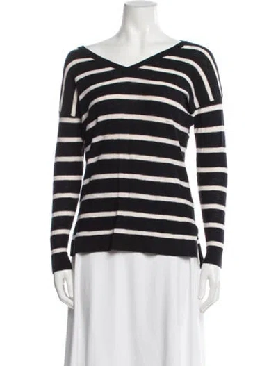 Pre-owned Vince Striped V-neck Sweater In Multi
