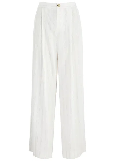 Vince Striped Wide-leg Trousers In White