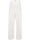 Vince Striped Wide-leg Trousers In White