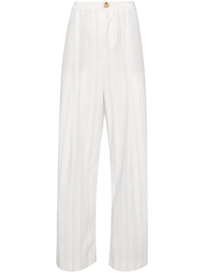 Vince Striped Wide-leg Trousers In White