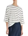 Vince Striped Wide Sleeve Tee In Coastal Blue/white