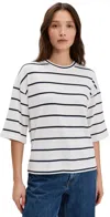 Vince Striped Wide Sleeve Tee In Coastal Combo