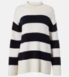 Vince Striped Wool And Cotton Sweater In White