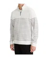 Vince Stripe Sueded Quarter-zip Top In Neutral