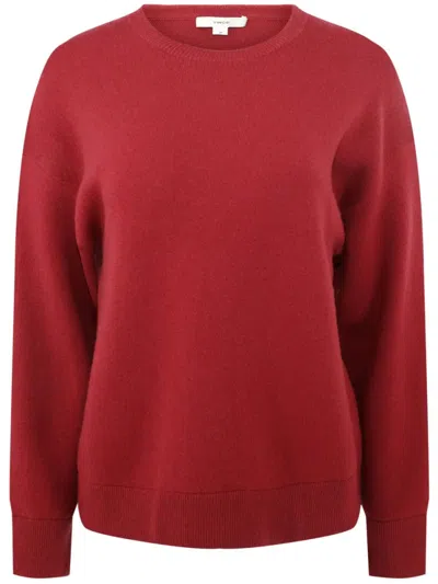 Vince Structured Crew Nk Pullover In Red