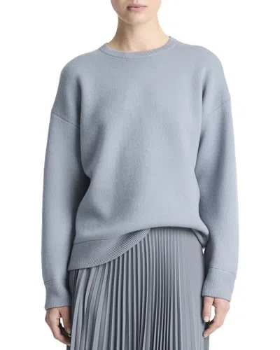 Vince Structured Crewneck Wool-blend Pullover In Gray