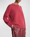 Vince Structured Wool And Cashmere Crewneck Sweatshirt In Raspberry