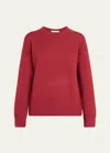 Vince Structured Wool And Cashmere Crewneck Sweatshirt In Raspberry