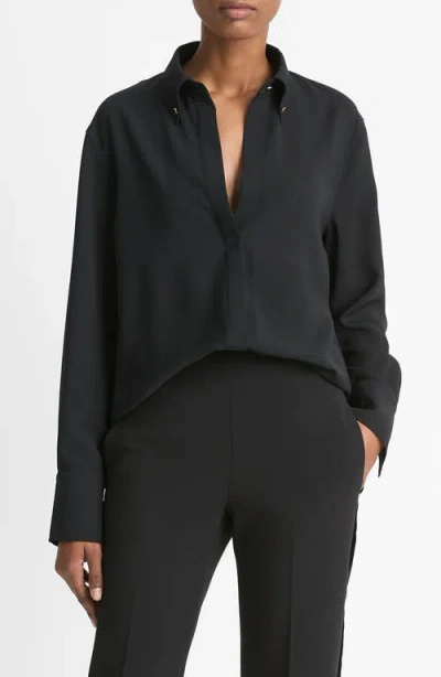 Vince Stud Collar Detail Button-down Shirt In Black