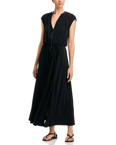 Vince Stud Trim Cap Sleeve Dress In Black